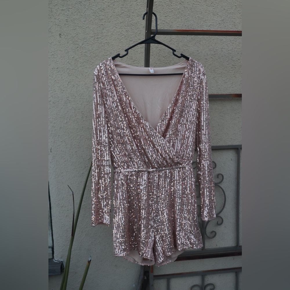 Rose gold Sequin Romper Size S